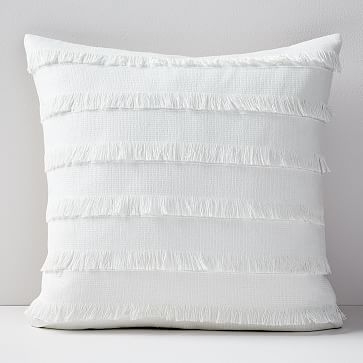 Fringe Pillow Cover, 20"x20", White - Image 0