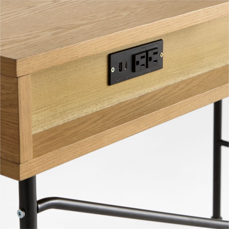 Oliver Natural Oak Wood Modular Kids Desk with Power - Image 3