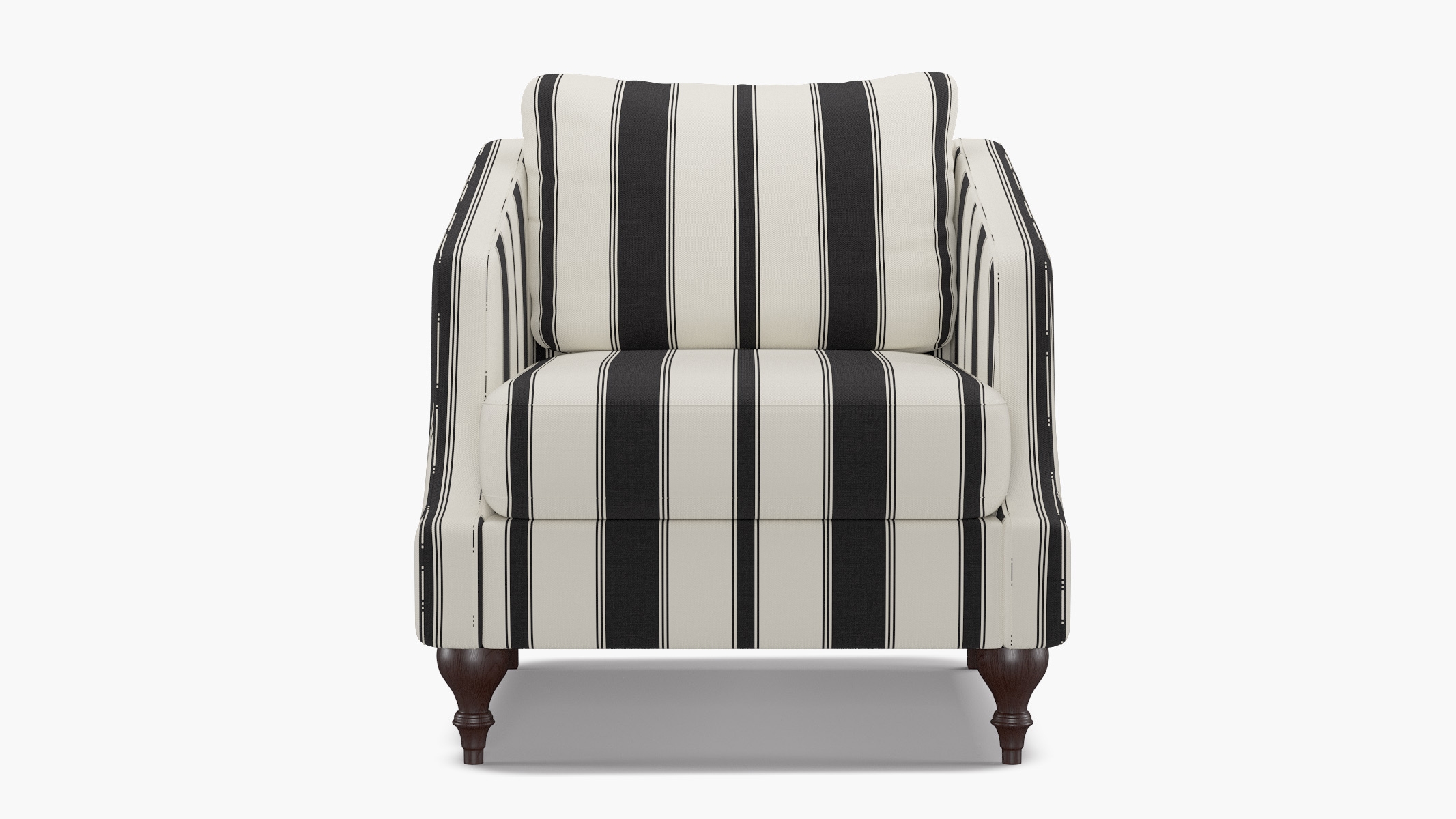 Slope Arm Chair, Ink Clarence Stripe, Espresso Turned Wood Leg - Image 0