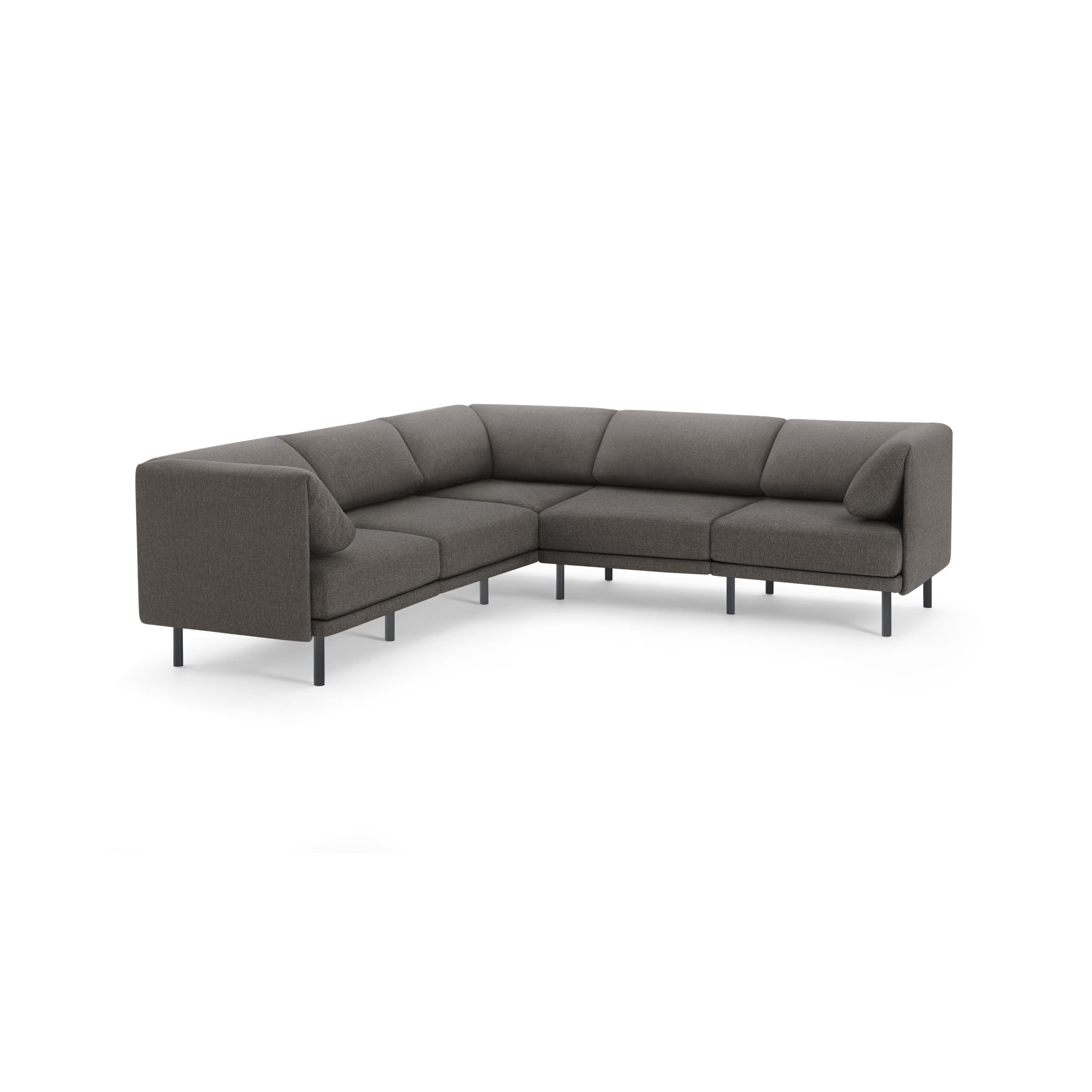Range 5-Piece Sectional - Heather Charcoal - Performance Basketweave / Black - Metal - Image 0