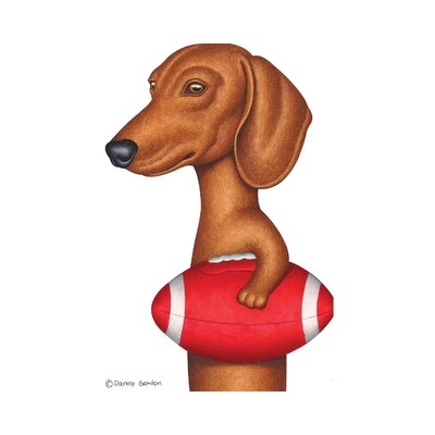 Dachshund Holding Football by Danny Gordon - Gallery-Wrapped Canvas Giclée - Image 0