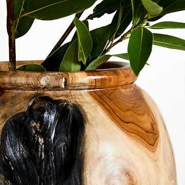 Polished Wooden Teak Vase - Image 1
