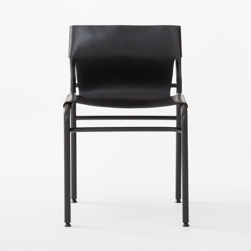 Surf Sling Black Leather Dining Chair - Image 1