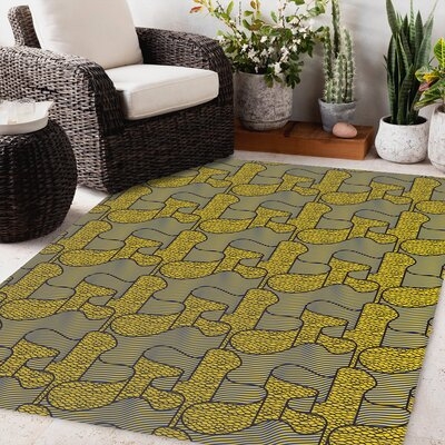 RIBBON YELLOW Outdoor Rug By Becky Bailey - Image 0