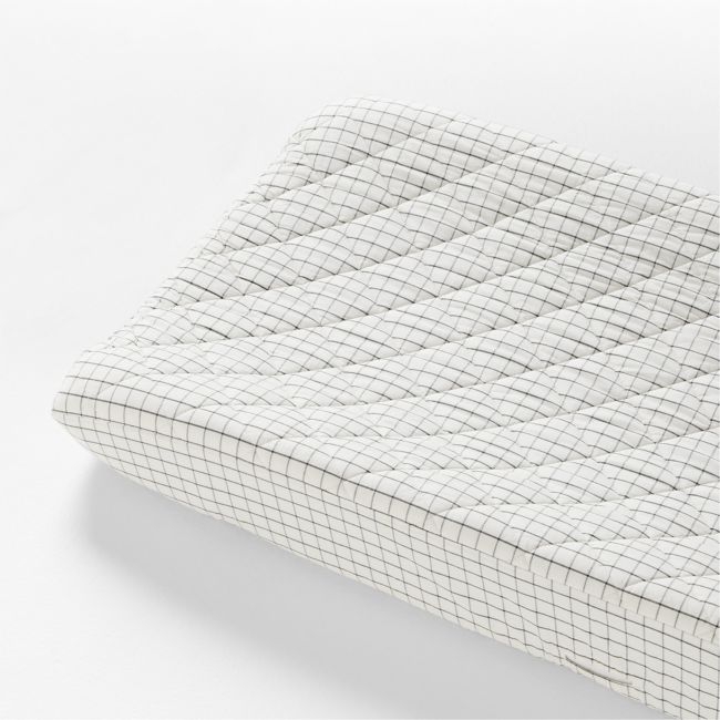 Stax Mini Grid Grey Yarn-Dyed Organic Cotton Baby Changing Pad Cover - Image 0