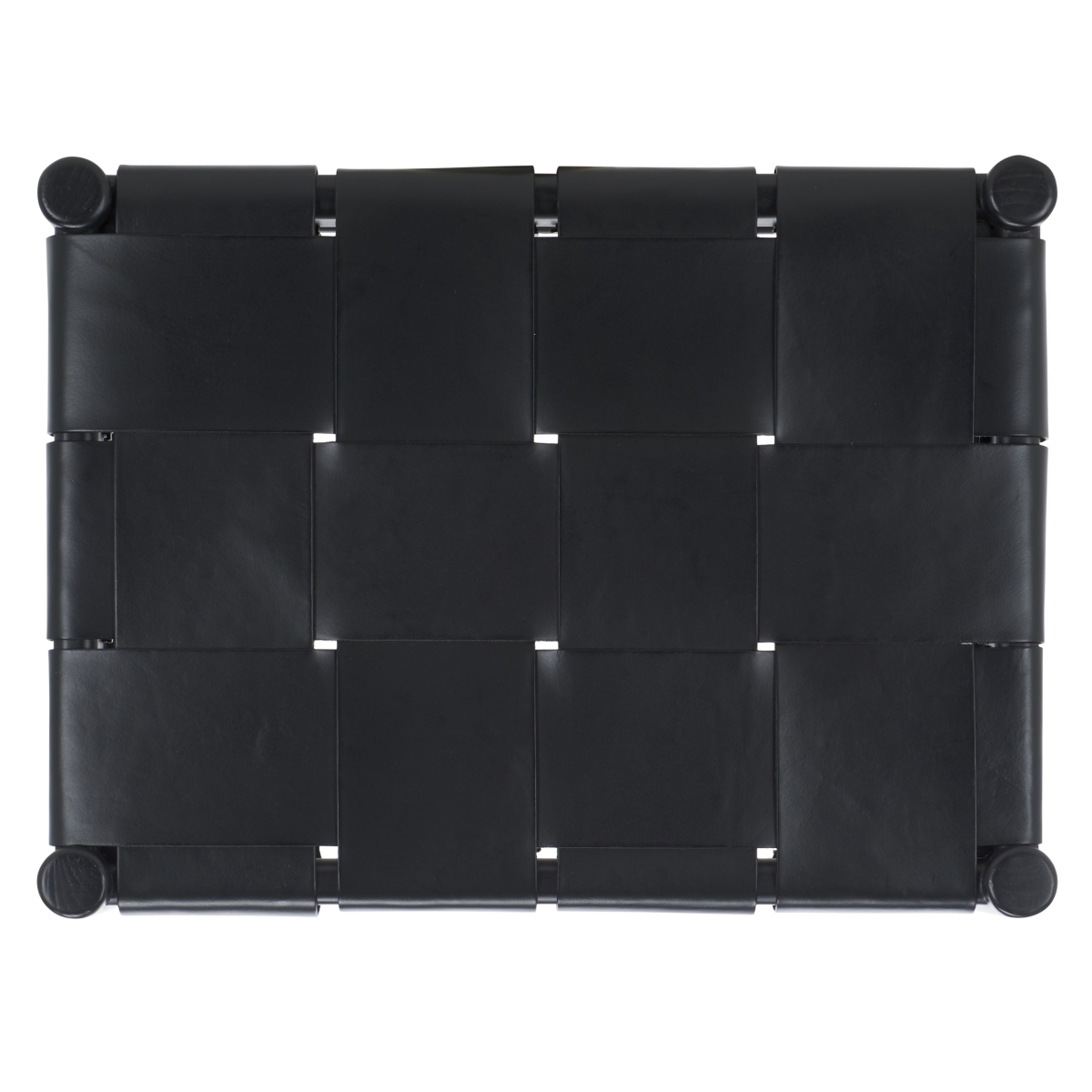 Devnie Woven Leather Ottoman - Black - Image 4