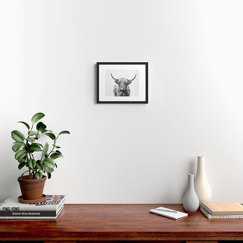 Highland Bull by Sisi and Seb - Framed Art Print Modern Black 11" x 14" - Image 1