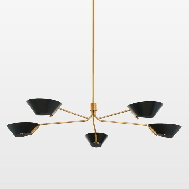 Tomar 5-Light Brass & Black Shade Chandelier Light - Image 0