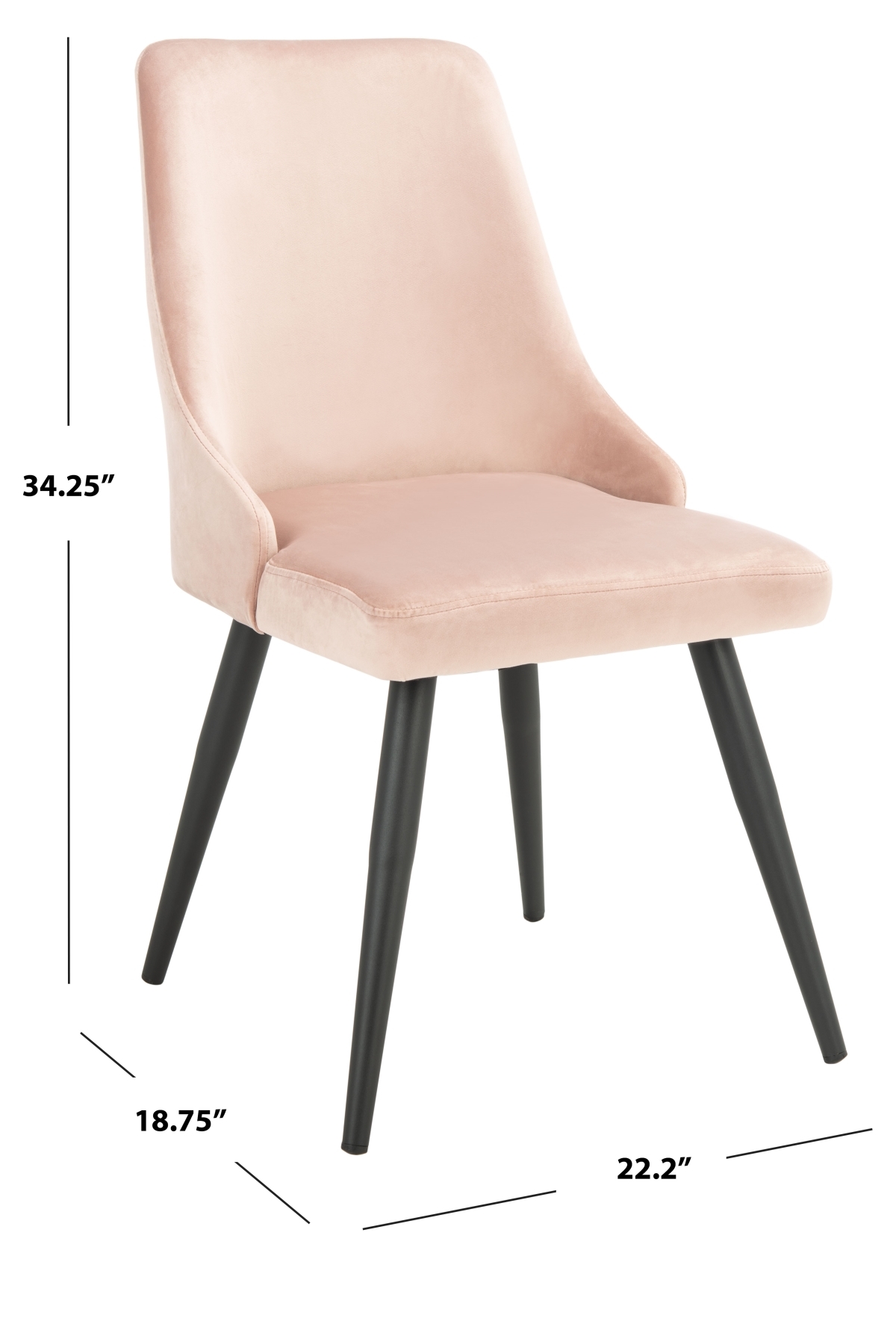 Zoi Upholstered Dining Chair - Dusty Blush / Black - Safavieh - Image 7