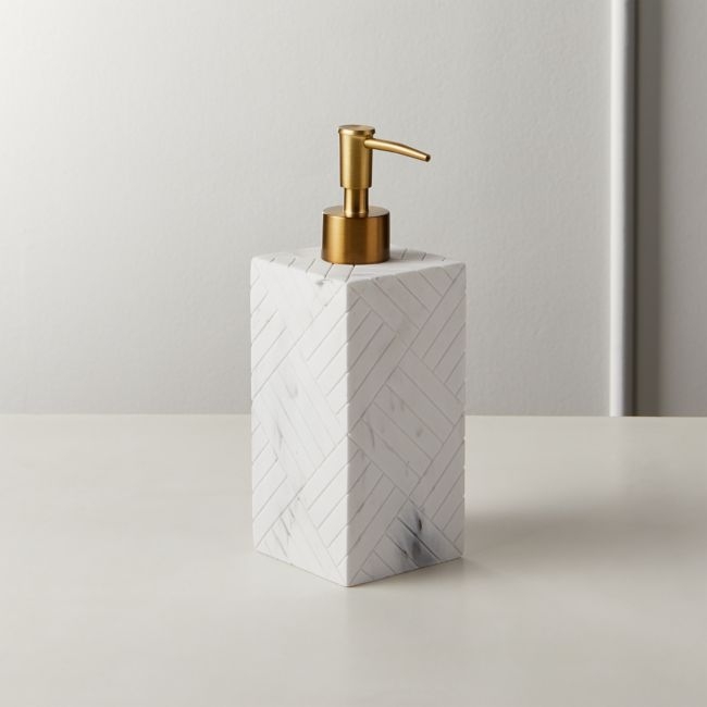 Santi White Marbleized Soap Pump - Image 0