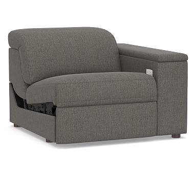 PB Ultra Lounge Square Arm Upholstered Right-arm Recliner, Polyester Wrapped Cushions, Chenille Basketweave Charcoal - Image 0