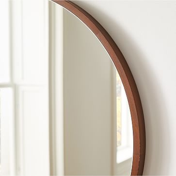 Bennet Thin Wood Frame Wall Mirror Round 30 in Diameter Dark Walnut - Image 3