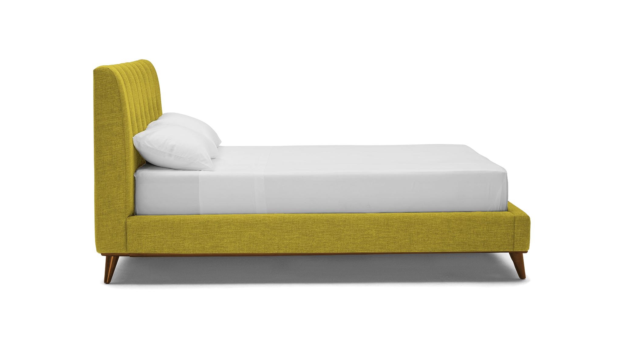 Yellow Hughes Mid Century Modern Bed - Bloke Goldenrod - Mocha - Queen - Image 2