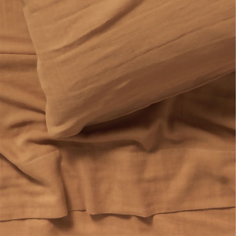 Supersoft Brulee Brown Gauze Organic Cotton Kids Queen Sheet Set - Image 1