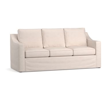 Cameron Slope Arm Slipcovered Sofa 86" 3-Seater, Polyester Wrapped Cushions, Performance Boucle Oatmeal - Image 2