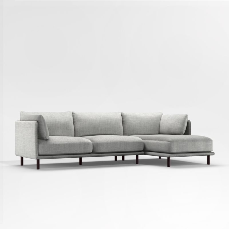 Wells 2-Piece Chaise Sectional Sofa with Dark Brown Leg Finish - Image 1