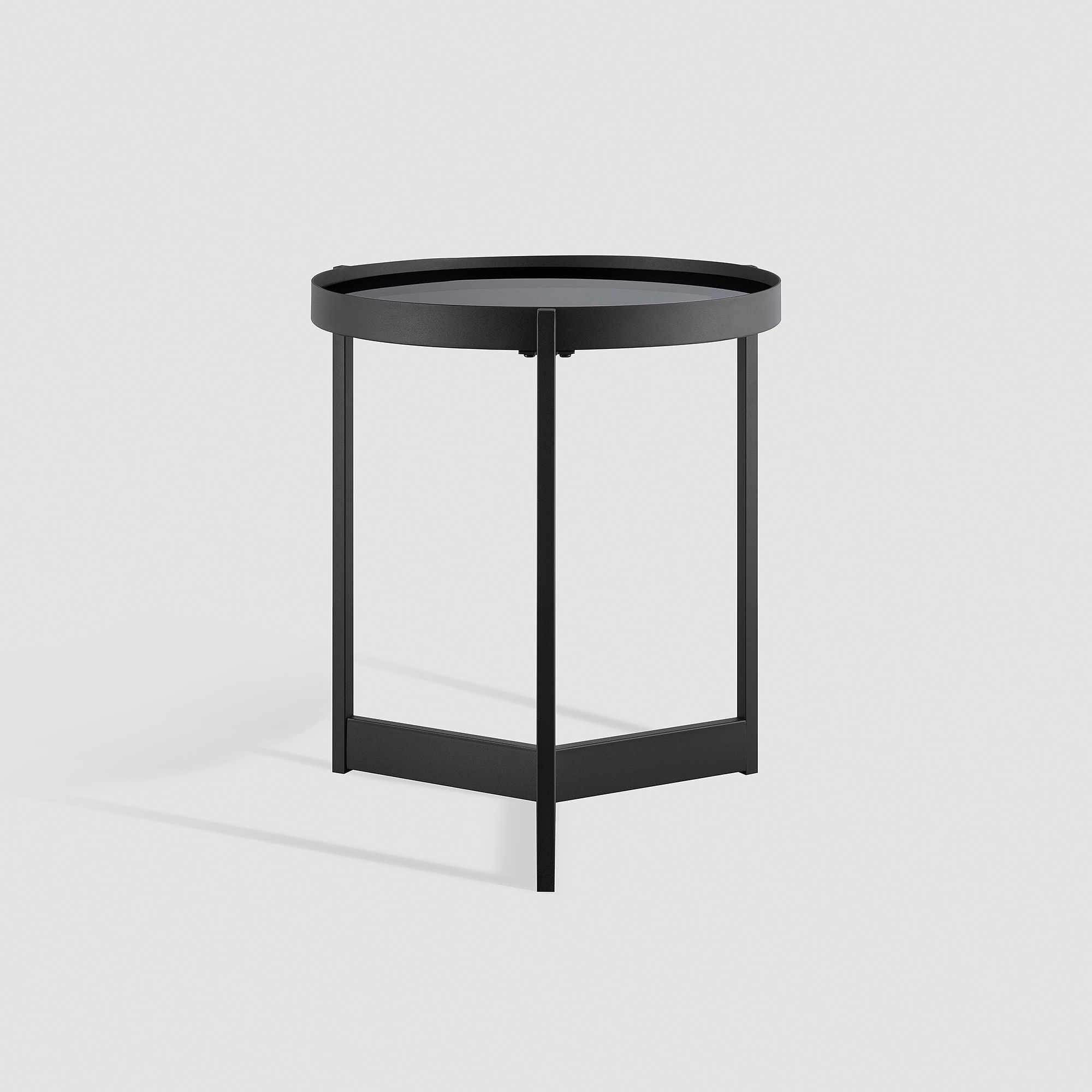 Contemporary Tray-Top Round Side Table – Smoked Glass - Image 4