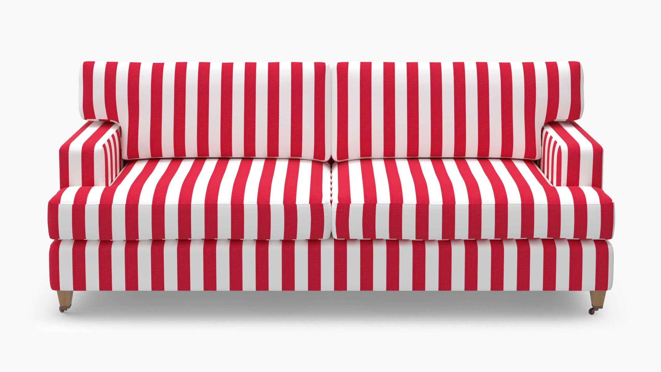 Classic Sofa, Red Cabana Stripe, Natural with Antique Brass Caster - Image 0