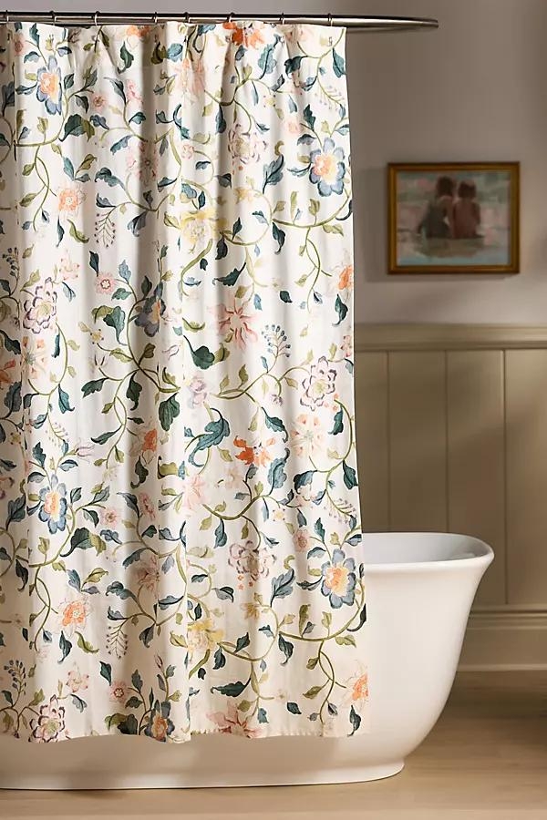 Hattie Printed Cotton-Slub Shower Curtain - Image 0