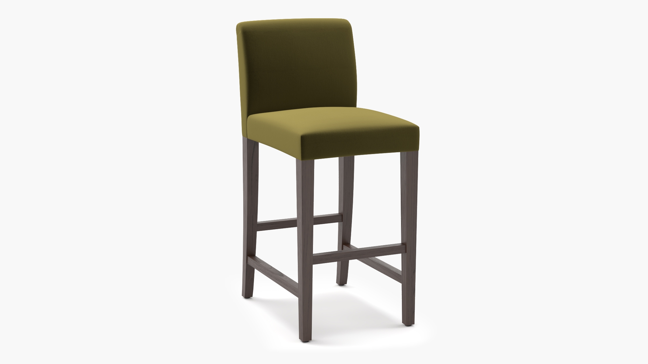 Signature Dining Bar Stool, Sage Performance Velvet, Espresso Square Tapered Leg - Image 1