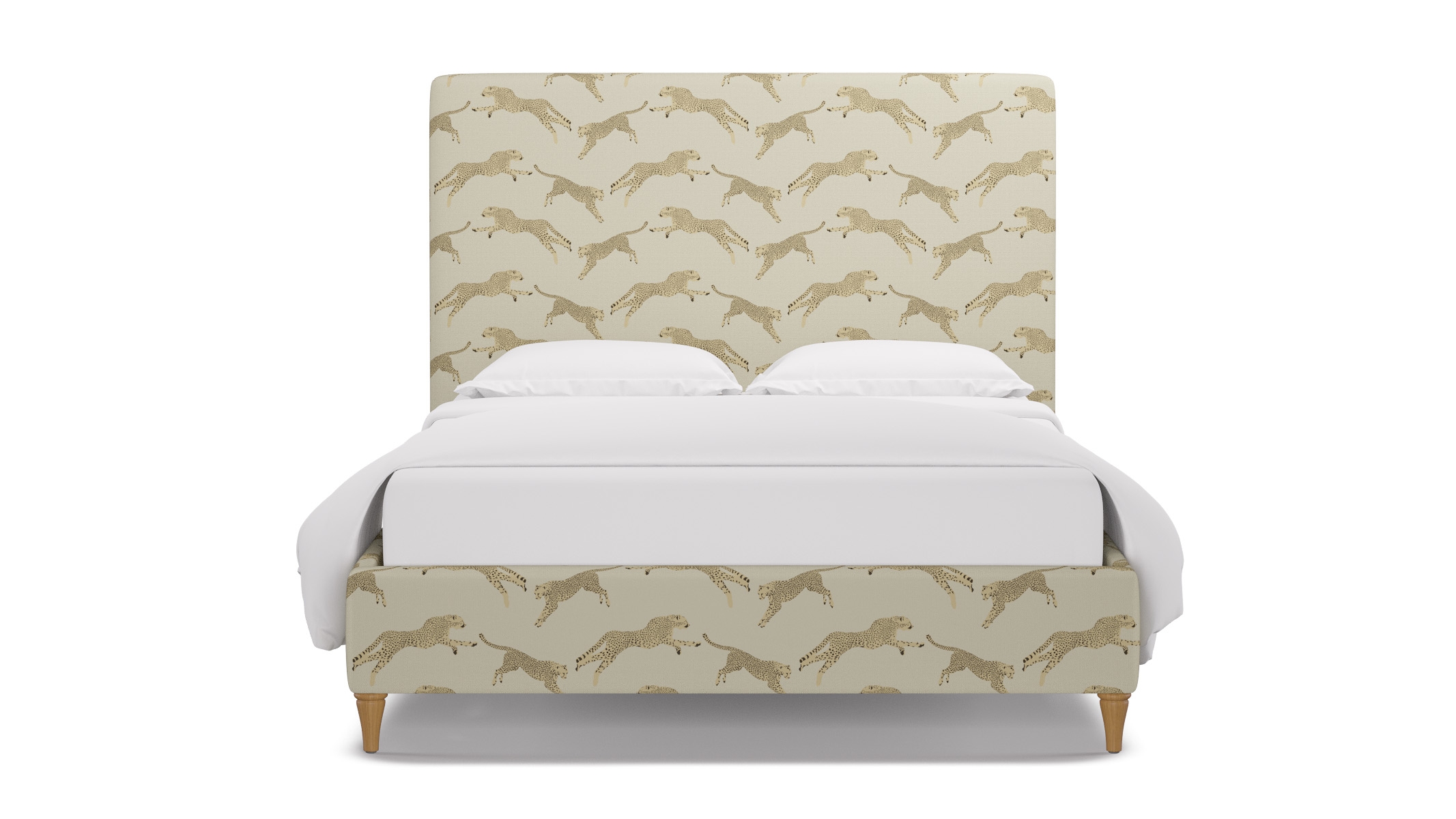 Classic Bed, Desert Cheetah, Natural Decorative Tapered Leg, Queen - Image 0