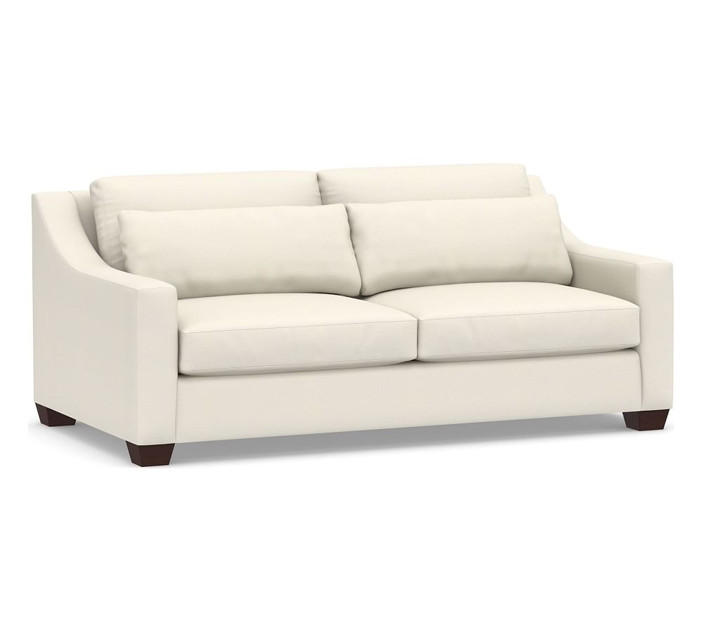 York Slope Arm Upholstered Deep Seat Sofa 81" 2X2, Down Blend Wrapped Cushions, Textured Twill Ivory - Image 0