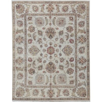 Cornwall Oriental Hand-Knotted 7.11' x 10.3' Wool Ivory/Green Area Rug - Image 0