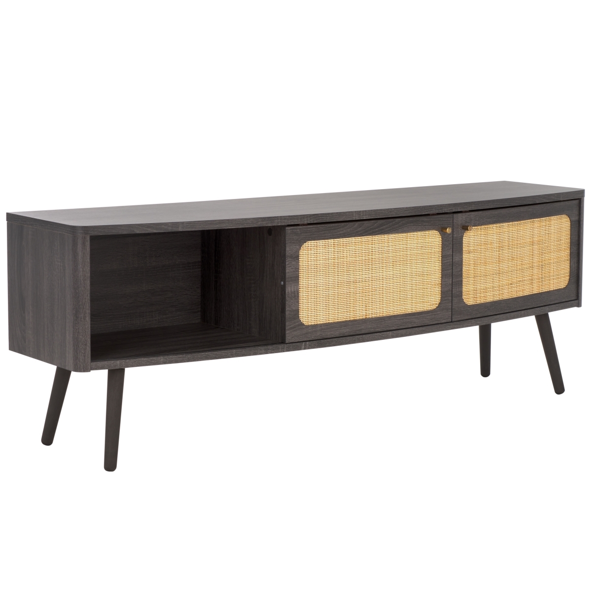 Cielle 2 Door Media Stand - Distressed Black / Natural - Safavieh - Image 5