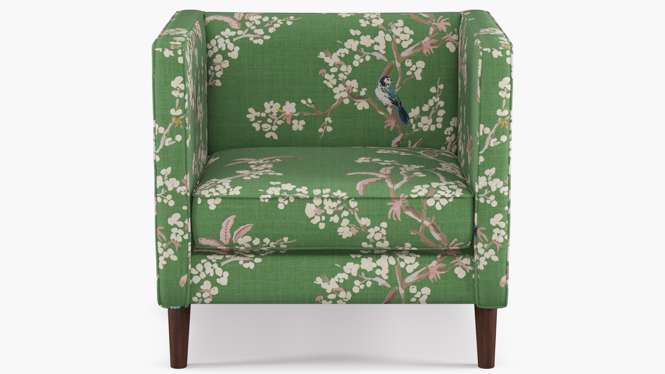 Tuxedo Chair, Jade Cherry Blossom, Espresso - Image 1