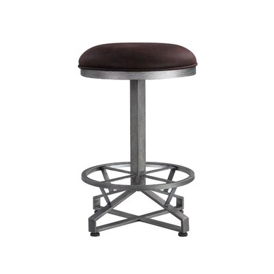 Counter Height Stool With Padded Seat And Intricate Base, Brown - Image 0