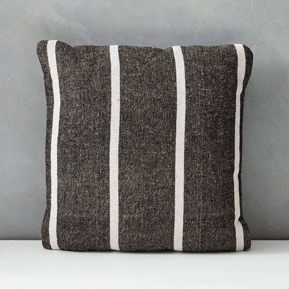 Outdoor Simple Stripe Pillow, 20"x20", Black - Image 0