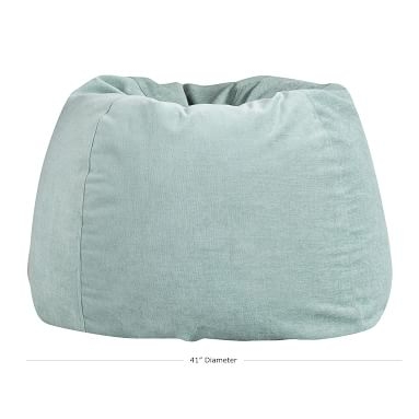 west elm x pbt Velvet Bean Bag Chair Slipcover, Large, Distressed Velvet Aqua - Image 2