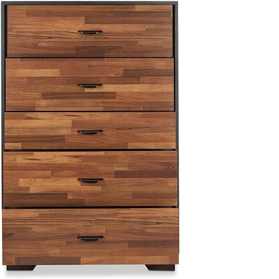 5 Drawers Eloy Chest In Walnut And Espresso With Metal Leg(Chest Of Freely Configurable Bedroom Sets) - Image 0
