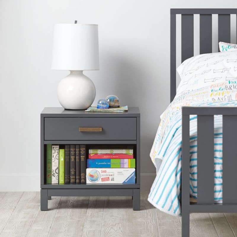 Parke Charcoal Wood Kids Nightstand with Drawer - Image 1