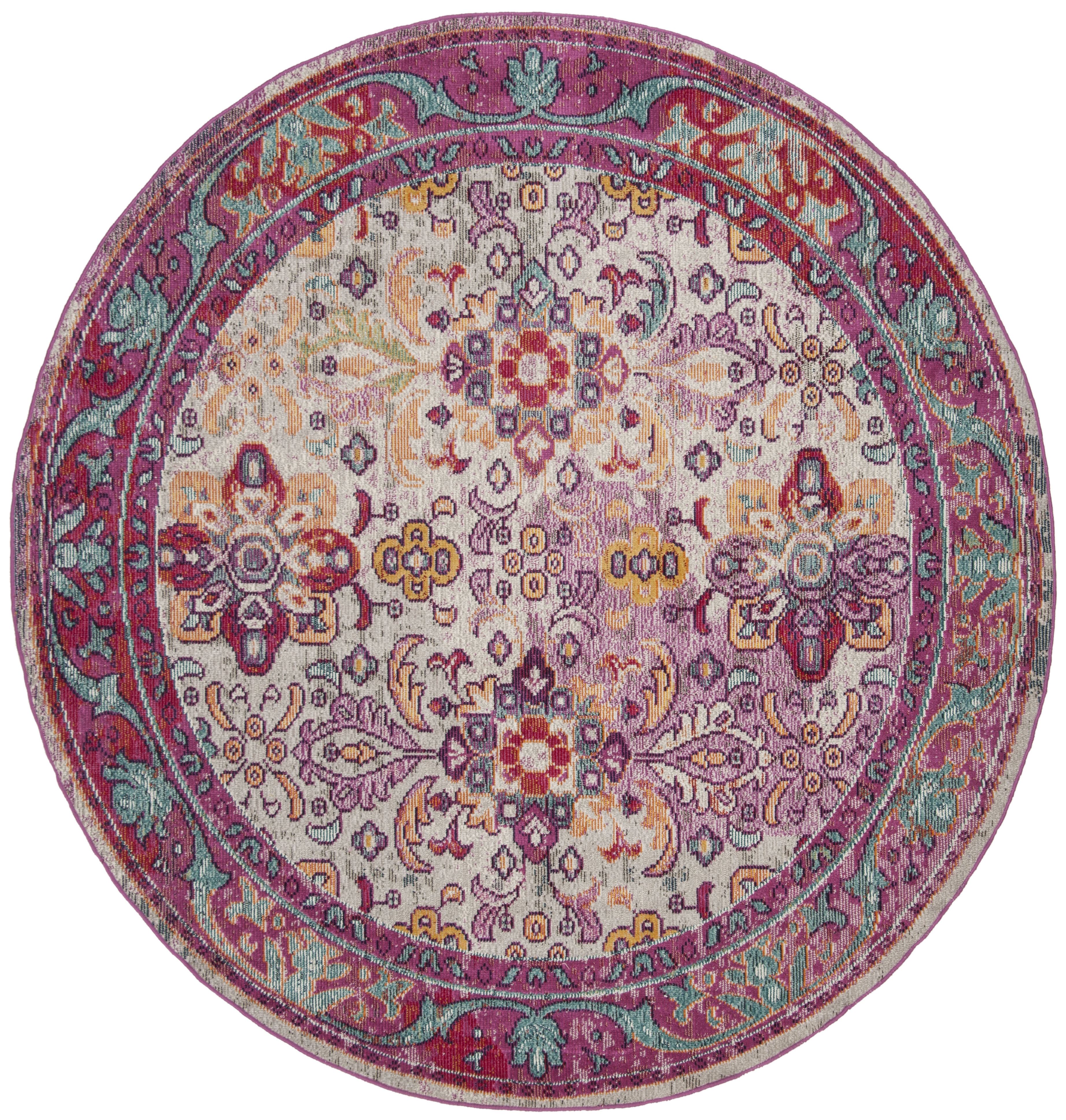 Arlo Home Woven Area Rug, CRS506B, Light Blue/Fuchsia,  7' X 7' Round - Image 0