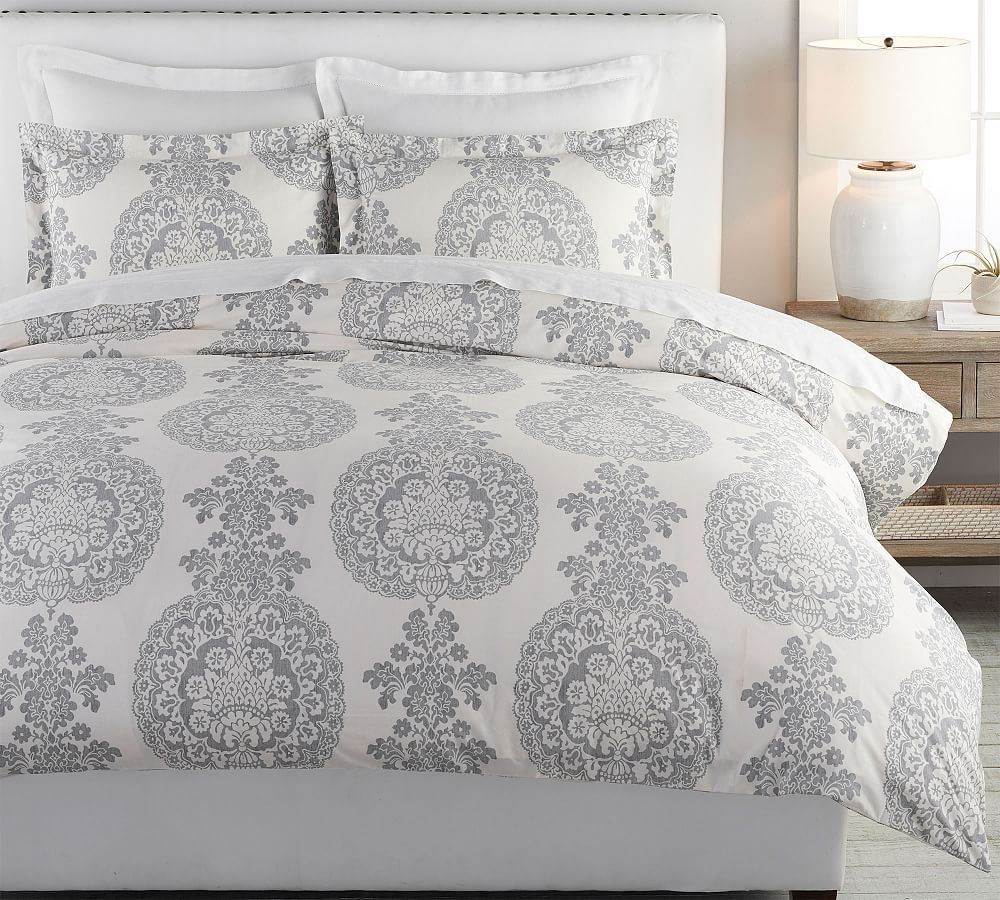 Gray Lucianna Percale Duvet Cover, King/Cal. King - Image 0