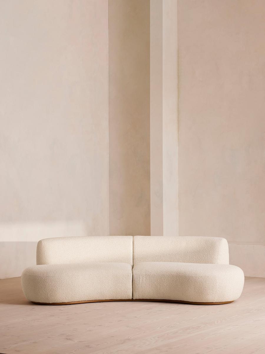 Aline Serpentine Sectional Sofa, Three Seater, Natural Boucle, US - Image 0