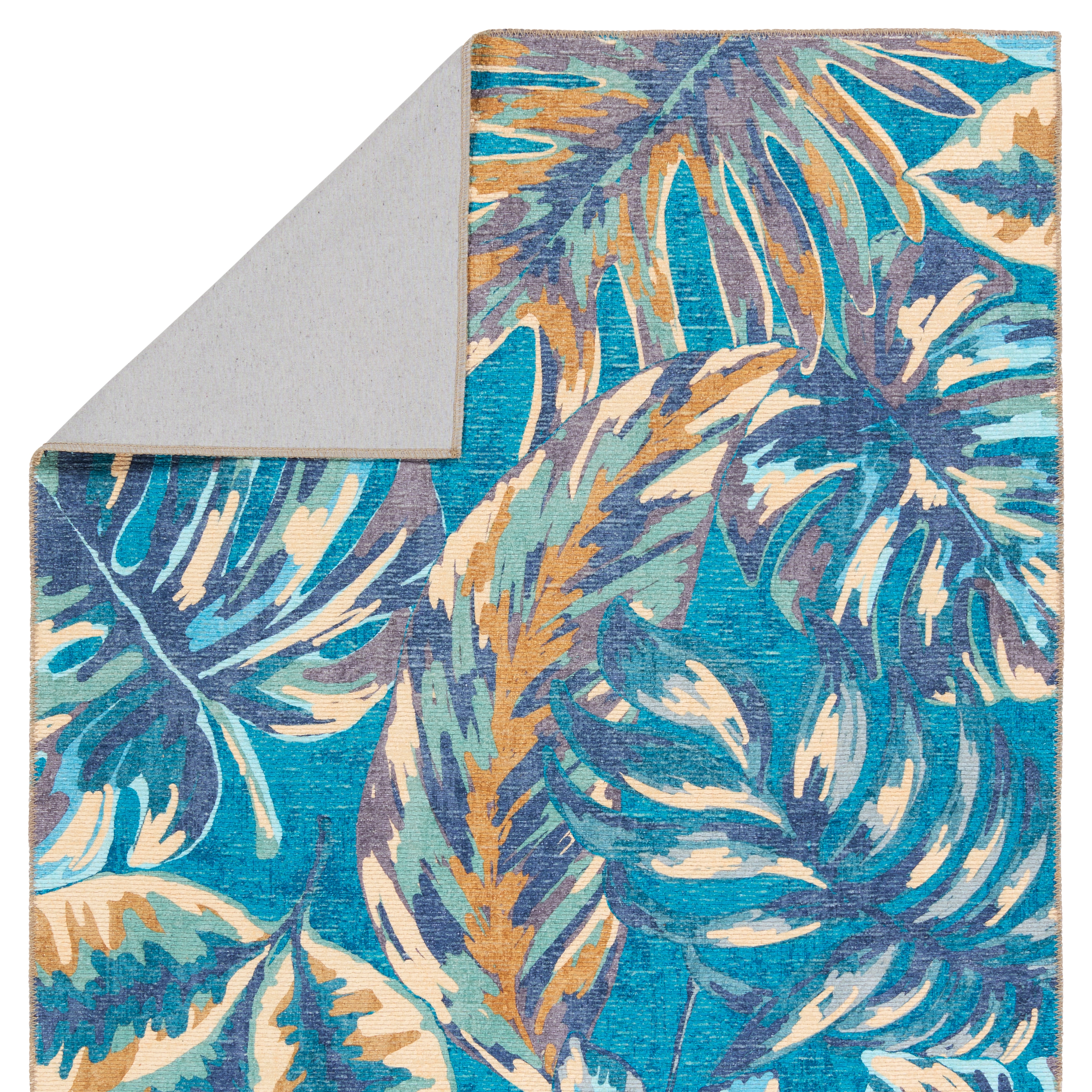 Cantania Powerloomed Indoor Floral Blue/ Beige Area Rug (5'X8') - Image 2