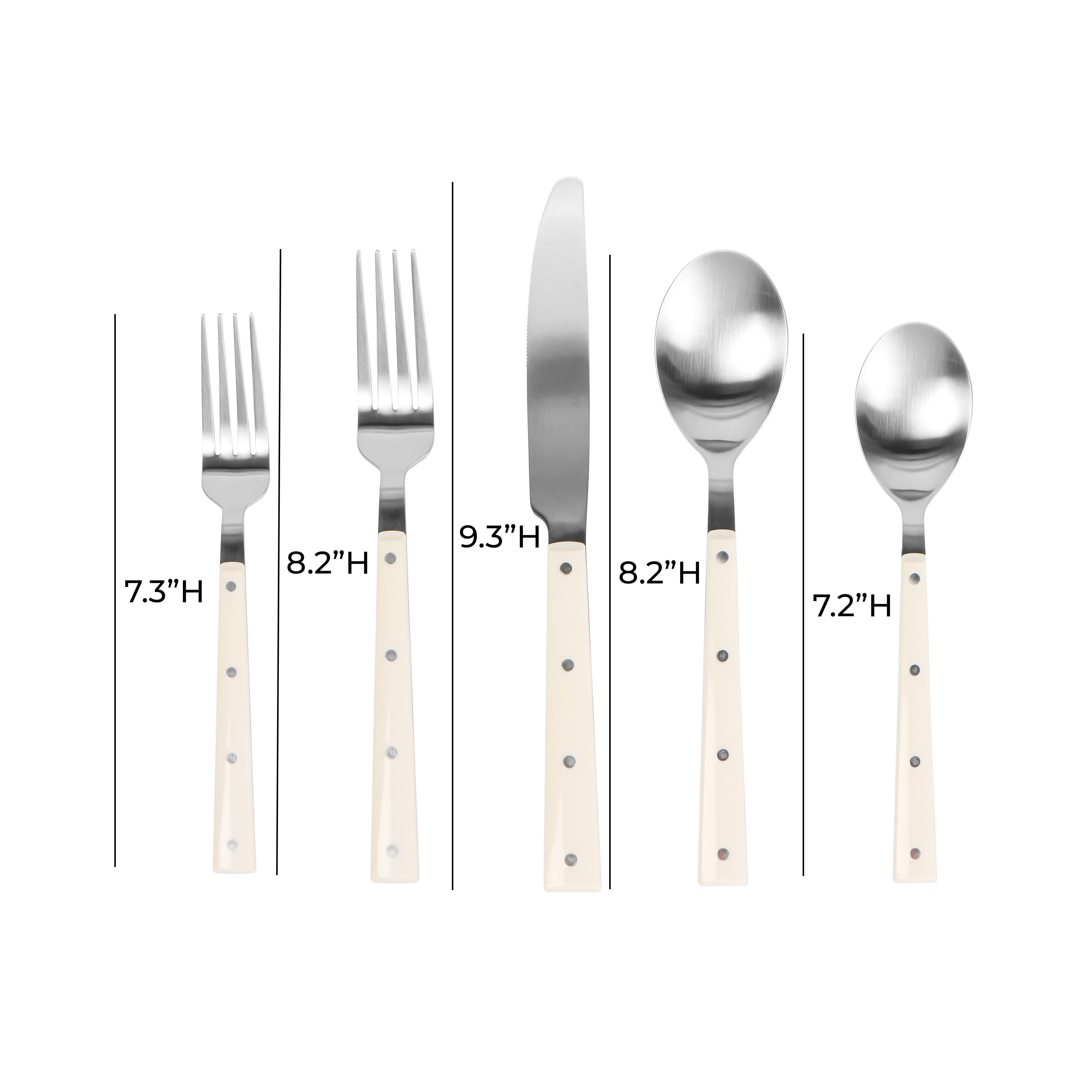 Soline Cream and Stainless Steel Flatware - Set of 20 Pieces - Image 3