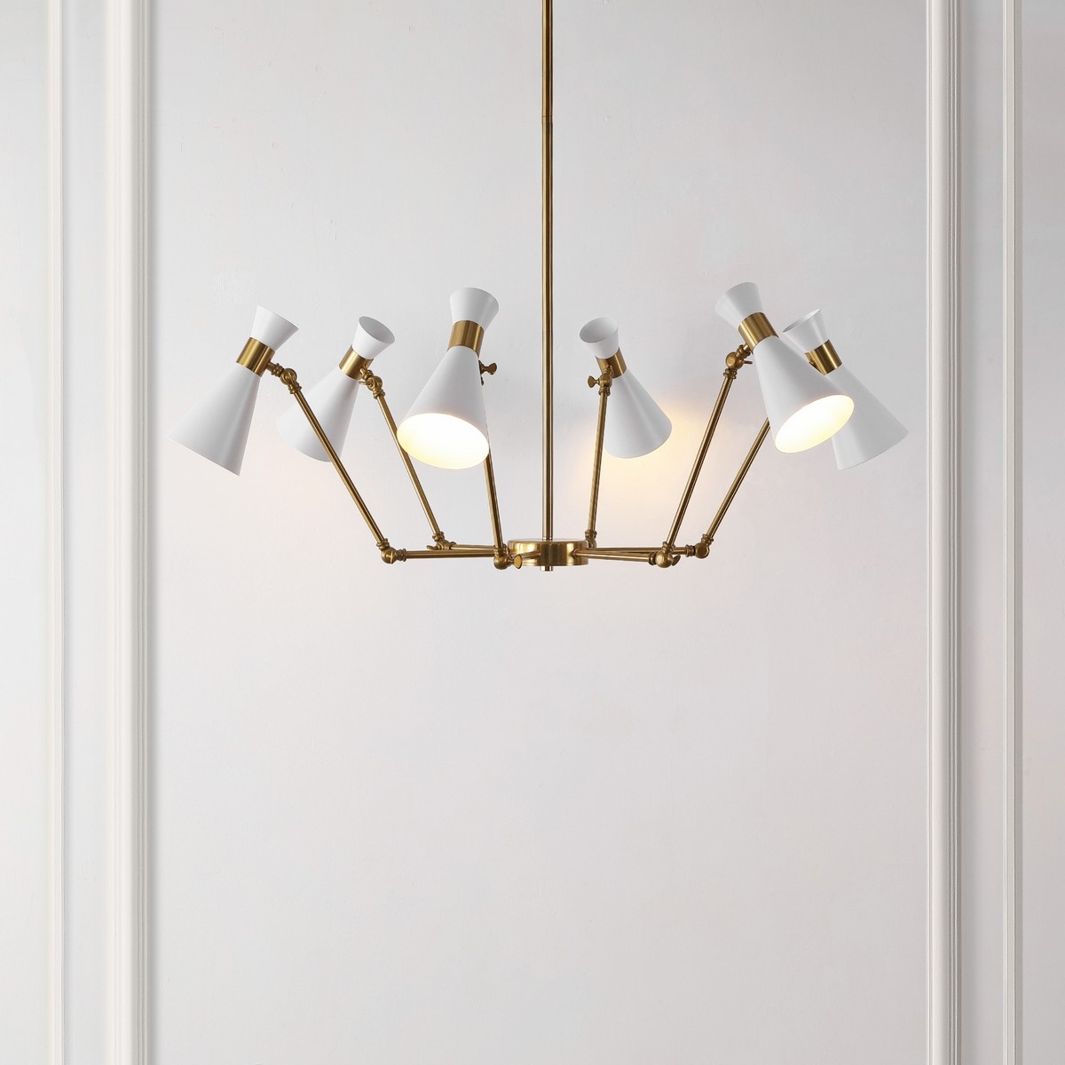Shiraz 6 Lt 50" Chandelier - Brass/White - Image 1