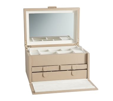 Quinn Jewelry Box, Large 13" x 9.25", Fawn, Shadow Printed - Image 5