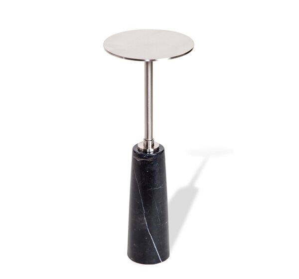 Interlude Beck Drink End Table Table Base Color: Black, Table Top Color: Nickel - Image 0