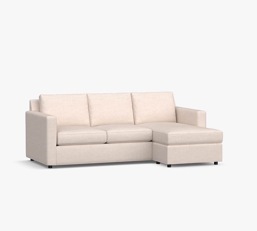 Sanford Square Arm Upholstered Sofa with Reversible Storage Chaise Sectional, Polyester Wrapped Cushions, Performance Chateau Basketweave Ivory - Image 0