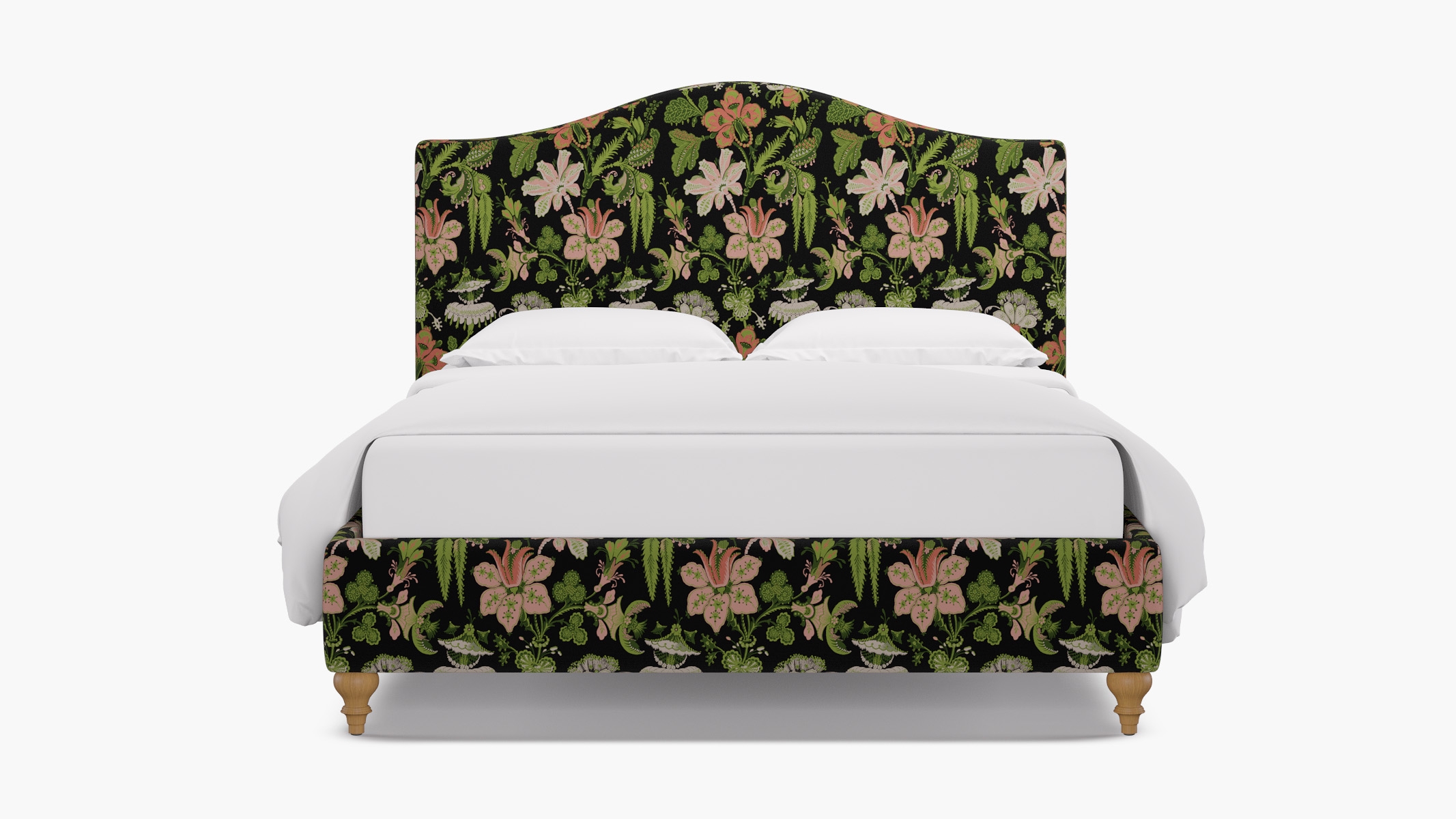 Camelback Bed, Coral Onyx Rossetta, Natural Traditional Turned Leg, King - Image 0