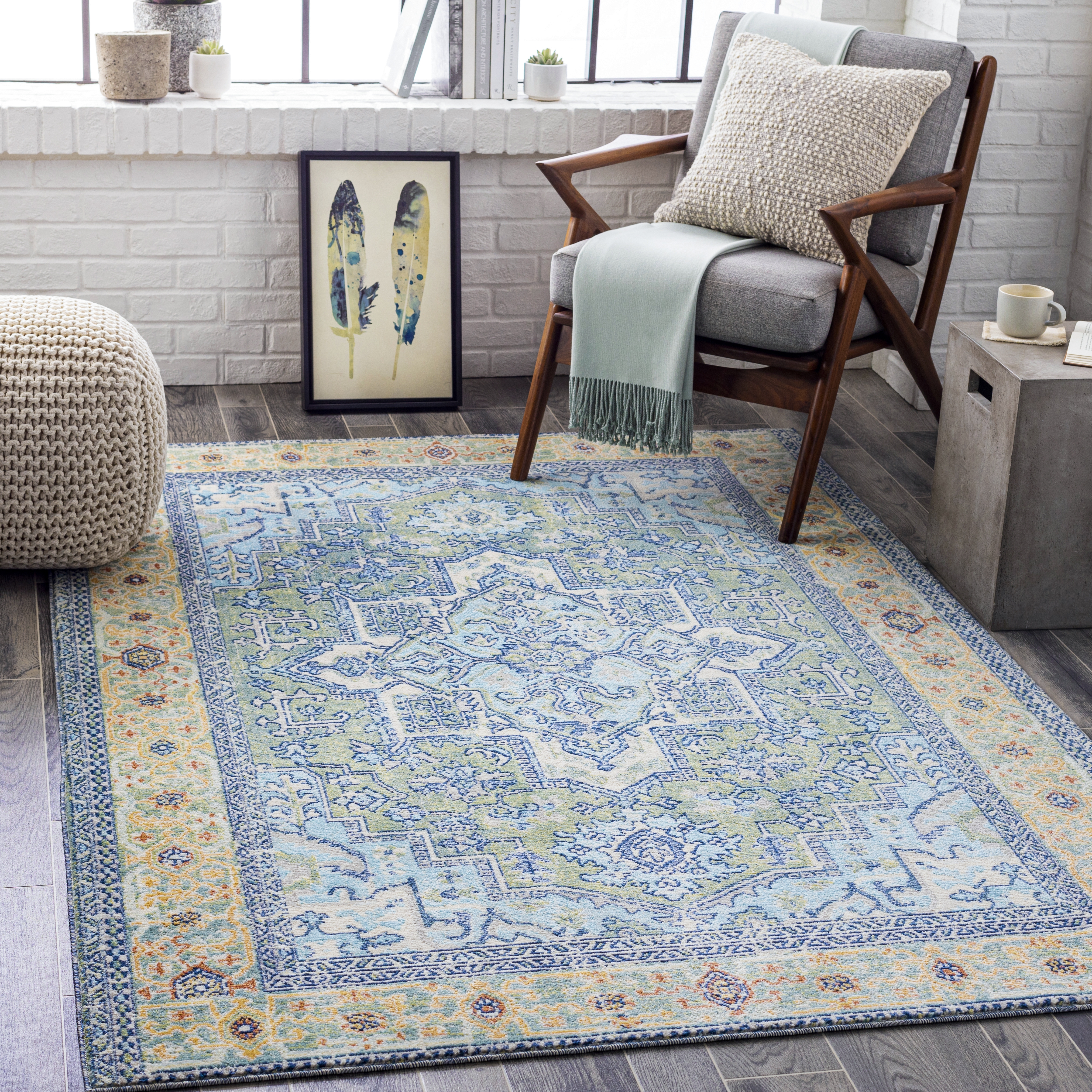Livabliss Bodrum Blue Outdoor 8'10" x 12' Machine Woven Rug - Image 1