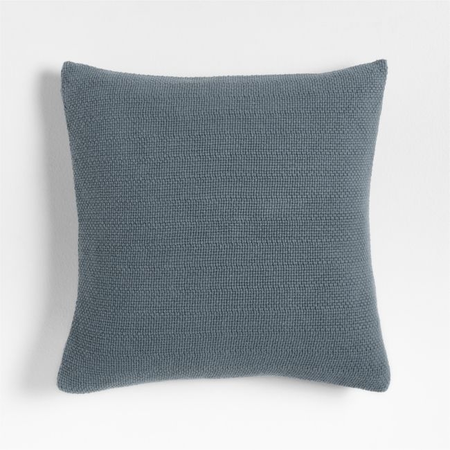 Organic Cotton Basketweave 20x20 Blue Throw Pillow Cover - Image 0