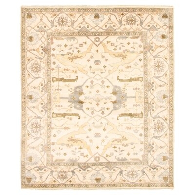 One-of-a-Kind Hand-Knotted New Age 8'4" x 9'10" Wool Area Rug in Ivory/Light Gray - Image 0