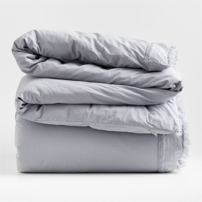 Favorite Washed Organic Cotton Mist Blue Eyelash King Duvet Cover - Image 1