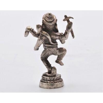 1.25 Inch Tall Dancing Ganesh With Snake. Fine Hand Details With Gold Patina. - Image 0