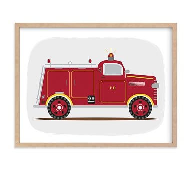 Minted(R) Red Fire Engine #1 Wall Art by Rebecca Marchese; 18x24, Natural - Image 0